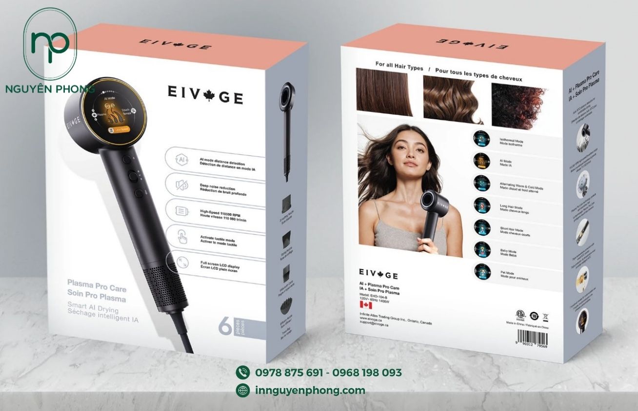 Mẫu hộp carton đựng máy sấy thiết kế 